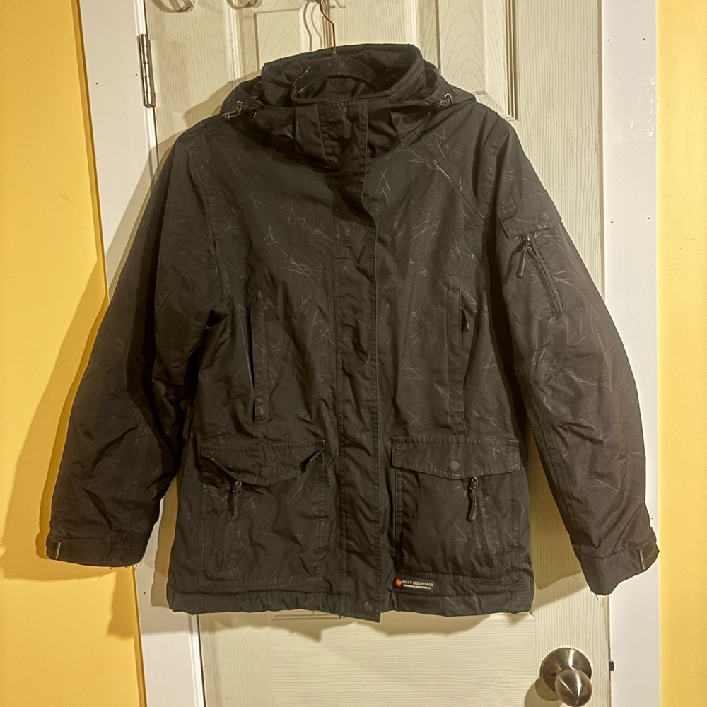 Black Ski & Snow Jacket with Hood and Weather-Resistant Fabric